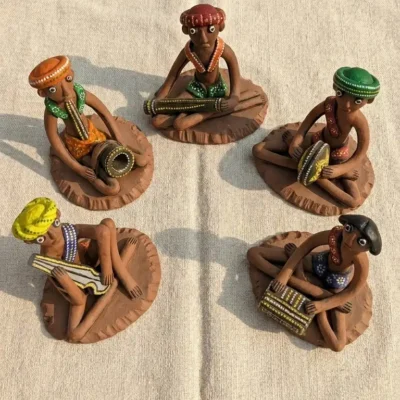 Terracotta musical man figurines handmade India