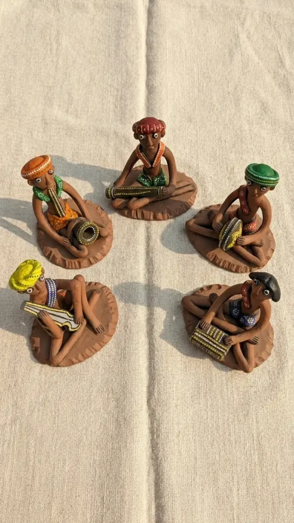 Terracotta musical man figurines handmade India