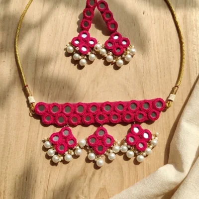 diti-mirror-necklace-pink-handmade-choker-pearl-earrings-prama