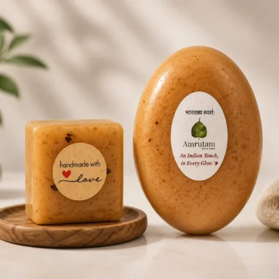 Amrutam Alasi (Flaxseed) Handmade Soap Natural Herbal Bath Bar Artisan Skin Care Soap