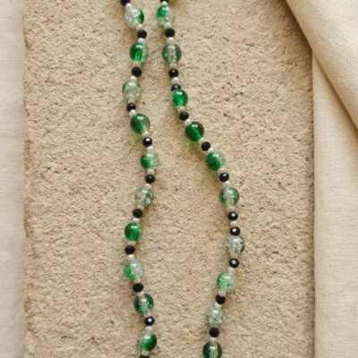 Green Crystal Bead Necklace for Women Minimal Beaded Necklace Elegant Everyday Jewelry