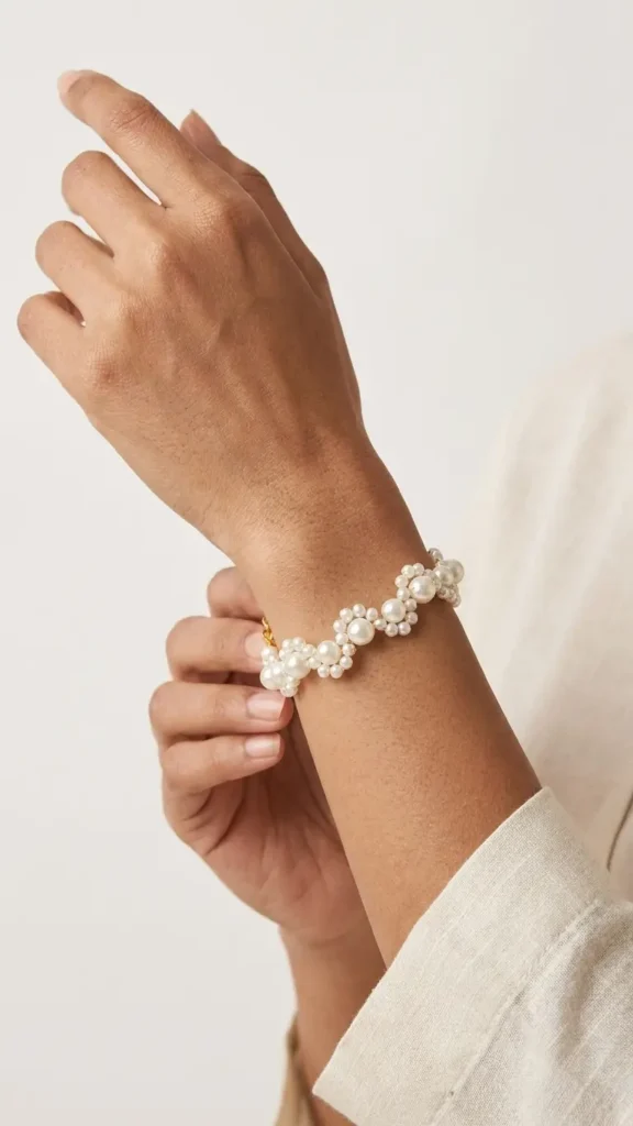 Handmade Pearl Bracelet for Women Elegant Bridal & Party Wear Jewelry Premium Beaded Pearl Bracelet