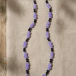 Lavender Bead Necklace for Women Minimal Purple Crystal Necklace Elegant Contemporary Jewelry