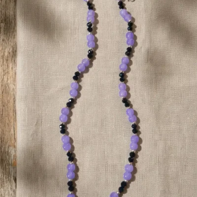 Lavender Bead Necklace for Women Minimal Purple Crystal Necklace Elegant Contemporary Jewelry