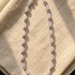 Light Lavender Bead Necklace for Women Floral Silver Accent Necklace Elegant Minimal Jewelry