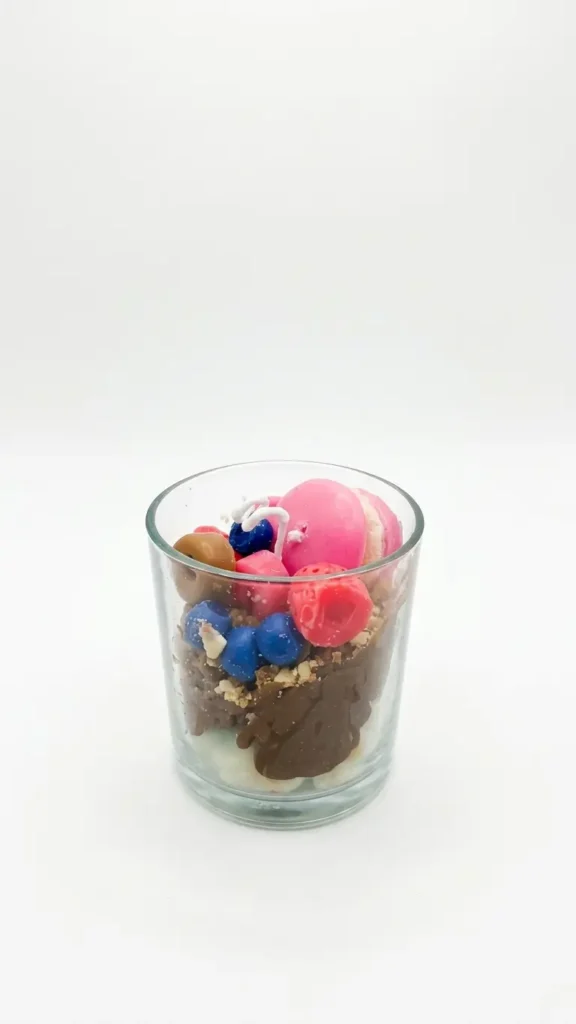 Mixed Dessert-Style Scented Wax Handcrafted Candle – Macaron, Berries & Chocolate Cup Candle