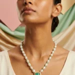 Pearl Pendant Necklace for Women Mint Green Stone Necklace Elegant Minimal Jewelry