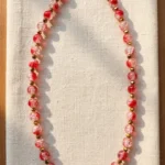 Pink Crystal Bead Necklace for Women Minimal Red & Pink Beaded Necklace Elegant Everyday Jewelry