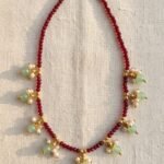 Ruby Red Bead Choker Necklace for Women Mint Green Charm Necklace Traditional Festive Jewelry