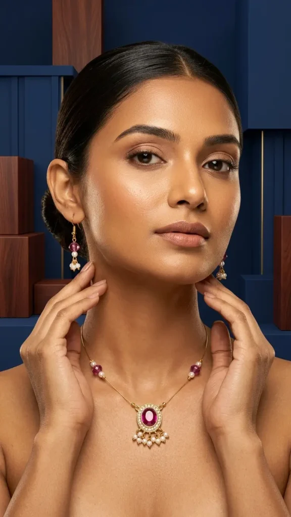 Buy Handmade Pink Pearl Necklace Set with Earrings Online for Women