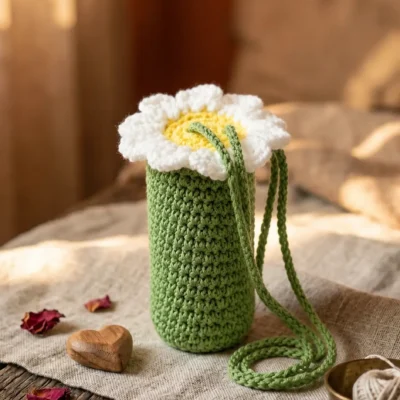 1 Handmade Crochet Daisy Lip Balm Cover (Lip balm not included)