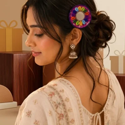 Handcrafted Ethnic Mirror Hair Accessory Festive Hair Ornament