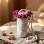 Handmade Crochet Lip Balm Holder Cover with Hanging Loop Cotton Thread Floral Lip Balm Cozy Cute Gift Accessory