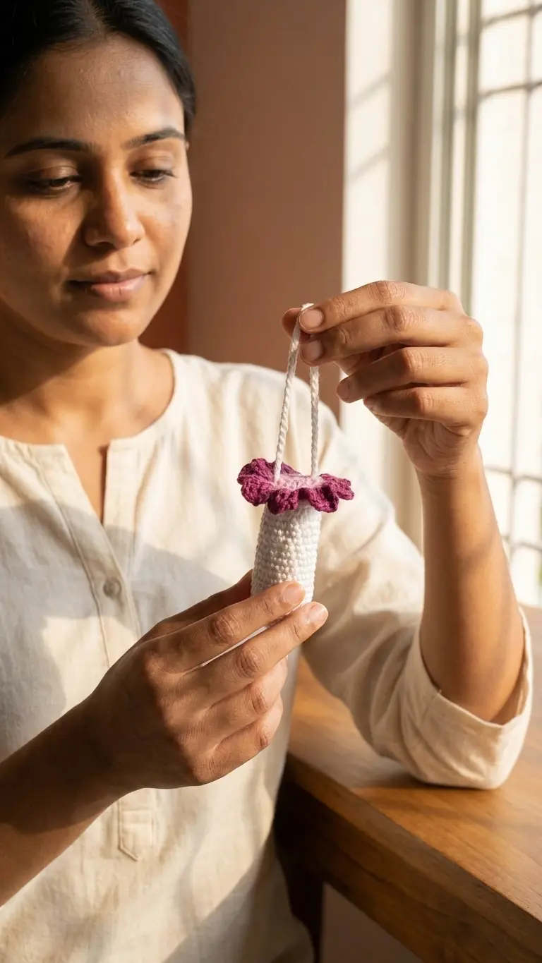Handmade Crochet Lip Balm Holder Cover with Hanging Loop Cotton Thread Floral Lip Balm Cozy Cute Gift Accessory