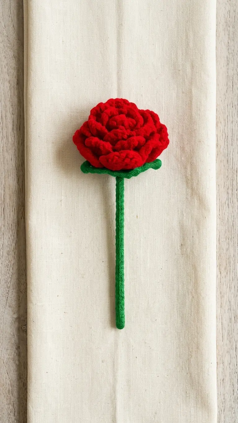 Handmade Crochet Red Rose Forever Rose Gift