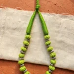 Handmade Green Fabric Bead Necklace Sustainable Artisan Jewelry