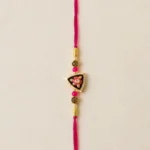 Designer Handmade Triangle Rakhi with Pearl & Floral Motif Premium Bhai Raksha Bandhan Rakhi
