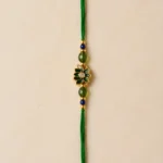 Green Floral Designer Rakhi with Crystal Beads & Green Silk Thread Premium Raksha Bandhan Rakhi