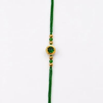 Green Floral Stone Rakhi for Brother Designer Pearl Rakhi for Raksha Bandhan