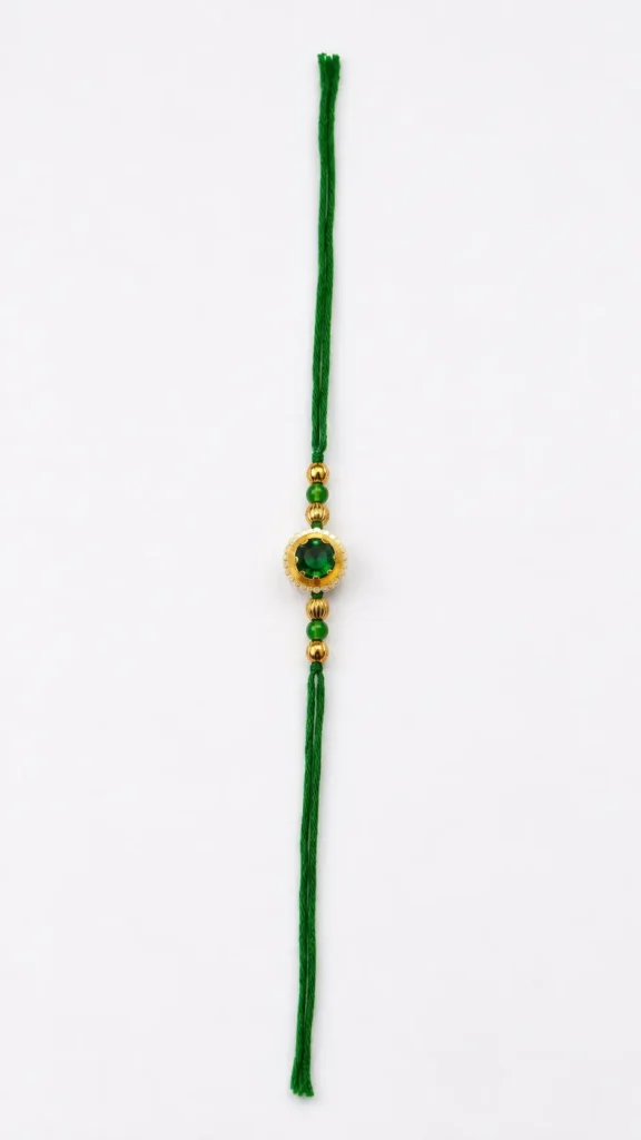 Green Floral Stone Rakhi for Brother Designer Pearl Rakhi for Raksha Bandhan