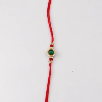 Green Stone Pearl Rakhi for Brother Designer Raksha Bandhan Thread Rakhi