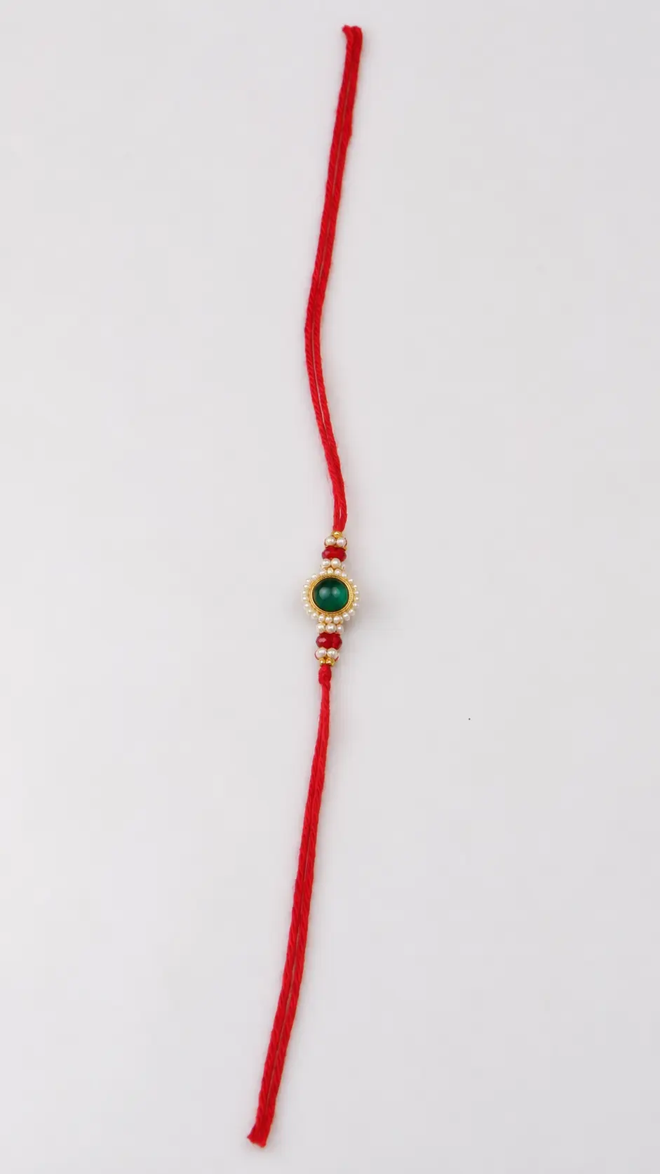 Green Stone Pearl Rakhi for Brother Designer Raksha Bandhan Thread Rakhi