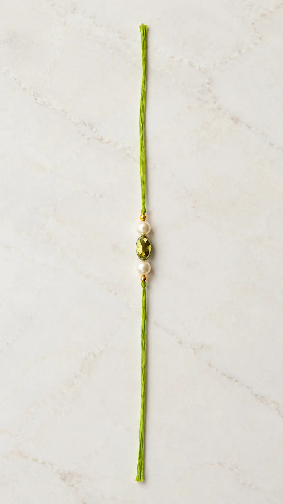 Handmade Pearl and Crystal Bead Rakhi for Brother