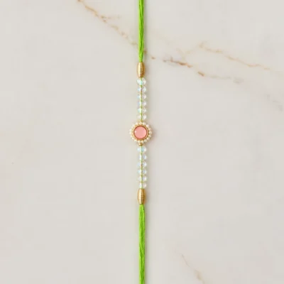 Handmade Pink Stone Designer Rakhi for Brother
