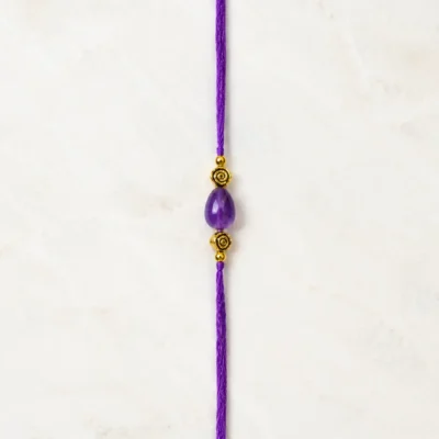 Handmade Purple Crystal Bead Rakhi for Brother
