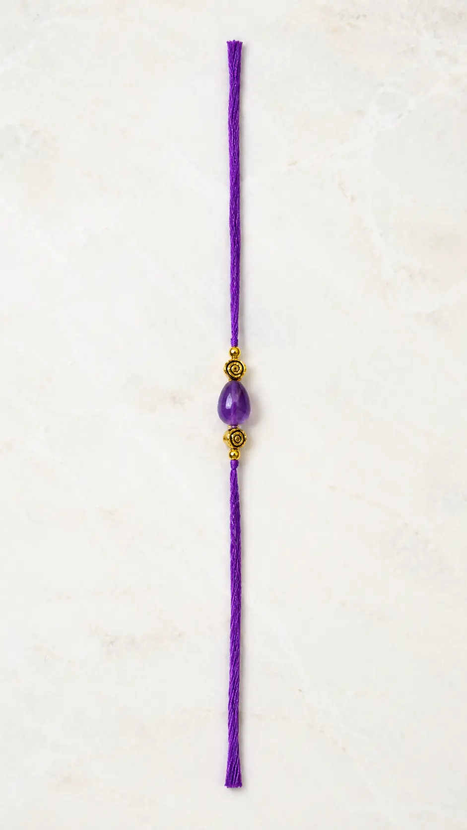 Handmade Purple Crystal Bead Rakhi for Brother