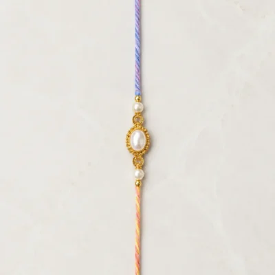Handmade Pearl Oval Designer Rakhi for Brother