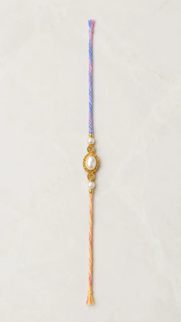 Handmade Pearl Oval Designer Rakhi for Brother