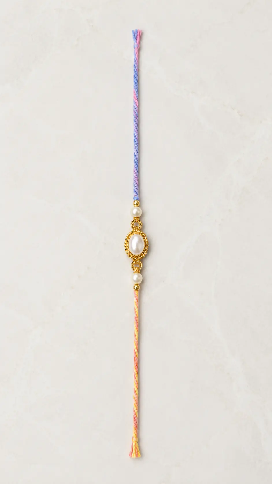Handmade Pearl Oval Designer Rakhi for Brother